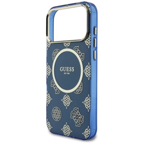 Etui Guess IML Peony Dot MagSafe na iPhone 17 Pro Max - niebieskie