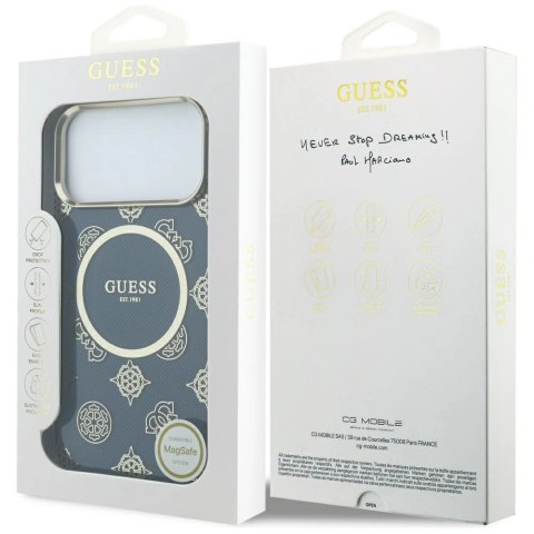 Etui Guess IML Peony Dot MagSafe na iPhone 17 Pro Max - niebieskie