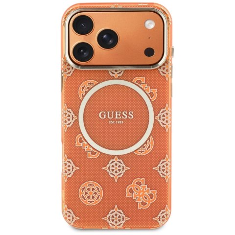 Etui Guess IML Peony Dot MagSafe na iPhone 17 Pro Max - pomarańczowe