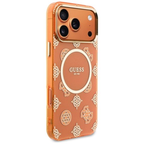 Etui Guess IML Peony Dot MagSafe na iPhone 17 Pro Max - pomarańczowe