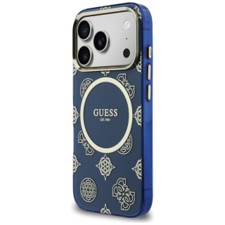 Etui Guess IML Peony Dot MagSafe na iPhone 17 Pro - niebieskie