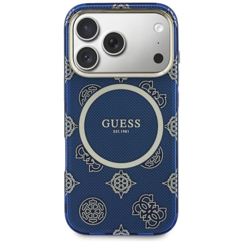 Etui Guess IML Peony Dot MagSafe na iPhone 17 Pro - niebieskie