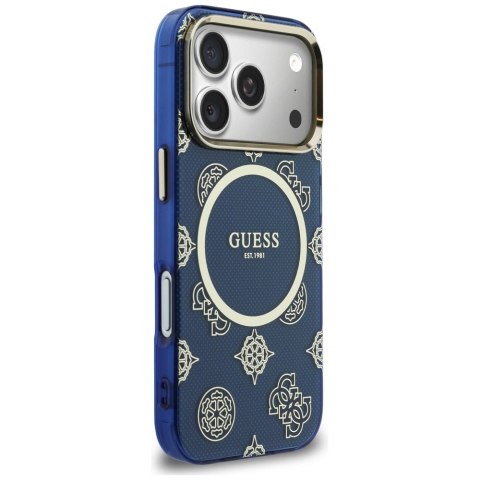 Etui Guess IML Peony Dot MagSafe na iPhone 17 Pro - niebieskie