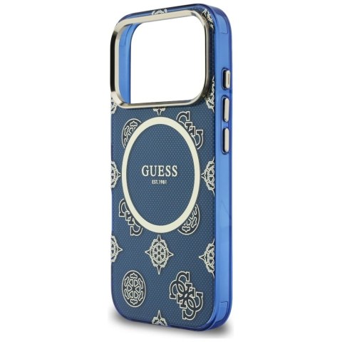 Etui Guess IML Peony Dot MagSafe na iPhone 17 Pro - niebieskie