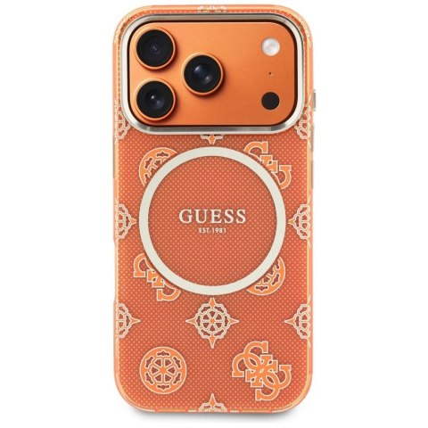 Etui Guess IML Peony Dot MagSafe na iPhone 17 Pro - pomarańczowe