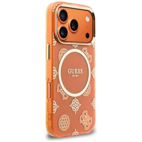 Etui Guess IML Peony Dot MagSafe na iPhone 17 Pro - pomarańczowe