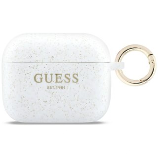 Etui Guess Silicone Glitter Ring na AirPods Pro 3 - białe