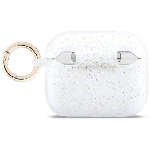 Etui Guess Silicone Glitter Ring na AirPods Pro 3 - białe