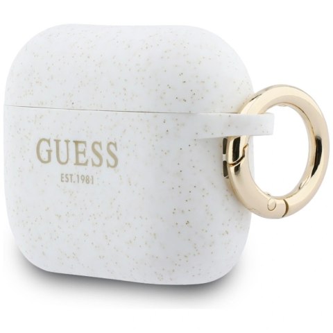 Etui Guess Silicone Glitter Ring na AirPods Pro 3 - białe
