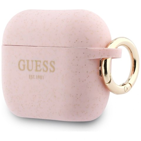 Etui Guess Silicone Glitter Ring na AirPods Pro 3 - różowe