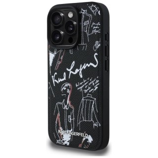 Etui Karl Lagerfeld Grained Pattern & Logo MagSafe na iPhone 16 Pro Max - czarne
