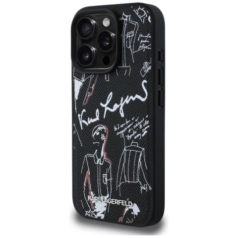 Etui Karl Lagerfeld Grained Pattern & Logo MagSafe na iPhone 16 Pro Max - czarne