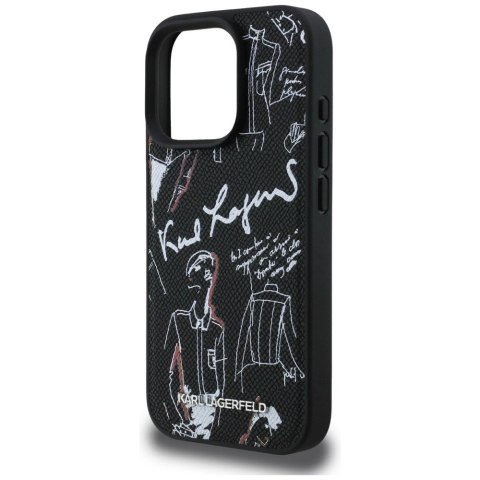 Etui Karl Lagerfeld Grained Pattern & Logo MagSafe na iPhone 16 Pro Max - czarne