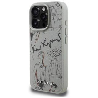 Etui Karl Lagerfeld Grained Pattern & Logo MagSafe na iPhone 16 Pro Max - szare
