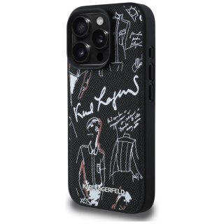 Etui Karl Lagerfeld Grained Pattern & Logo MagSafe na iPhone 16 Pro - czarne