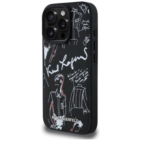 Etui Karl Lagerfeld Grained Pattern & Logo MagSafe na iPhone 16 Pro - czarne