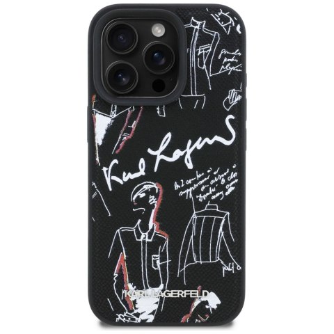 Etui Karl Lagerfeld Grained Pattern & Logo MagSafe na iPhone 16 Pro - czarne