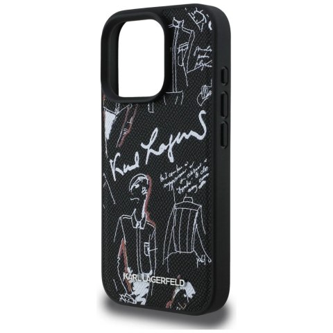 Etui Karl Lagerfeld Grained Pattern & Logo MagSafe na iPhone 16 Pro - czarne