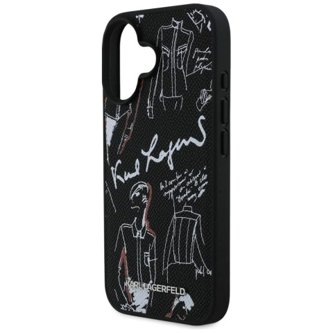 Etui Karl Lagerfeld Grained Pattern & Logo MagSafe na iPhone 16 - czarne
