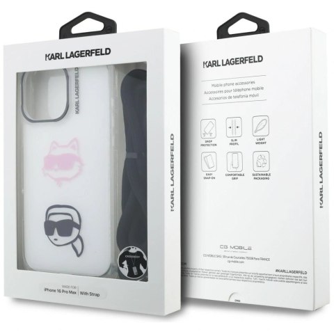 Etui Karl Lagerfeld IML Crossbody Karl&Choupette Head na iPhone 16 Pro Max - białe