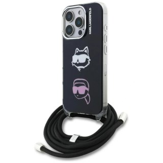 Etui Karl Lagerfeld IML Crossbody Karl&Choupette Head na iPhone 16 Pro Max - czarne