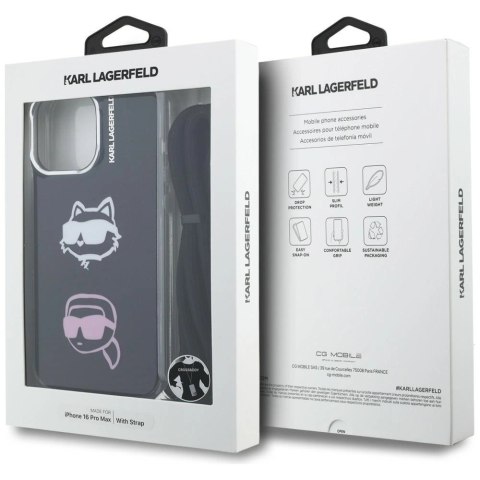Etui Karl Lagerfeld IML Crossbody Karl&Choupette Head na iPhone 16 Pro Max - czarne