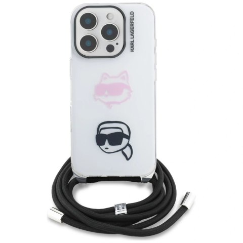 Etui Karl Lagerfeld IML Crossbody Karl&Choupette Head na iPhone 16 Pro - białe
