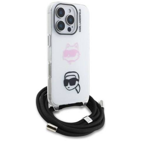 Etui Karl Lagerfeld IML Crossbody Karl&Choupette Head na iPhone 16 Pro - białe