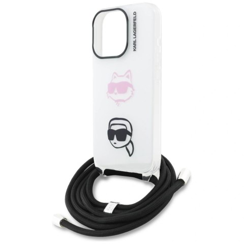 Etui Karl Lagerfeld IML Crossbody Karl&Choupette Head na iPhone 16 Pro - białe