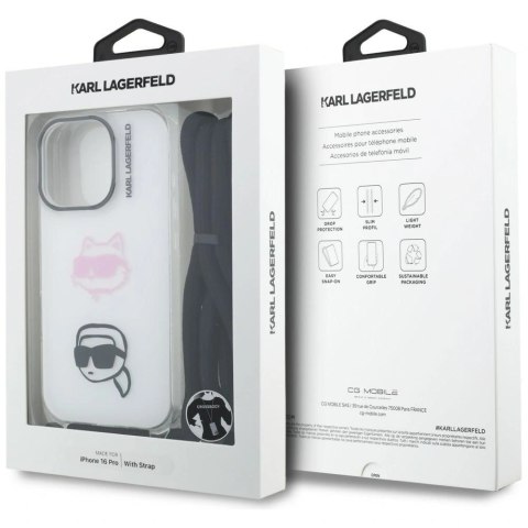 Etui Karl Lagerfeld IML Crossbody Karl&Choupette Head na iPhone 16 Pro - białe