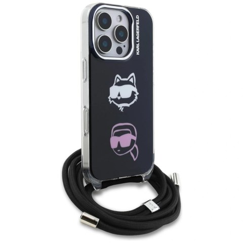 Etui Karl Lagerfeld IML Crossbody Karl&Choupette Head na iPhone 16 Pro - czarne