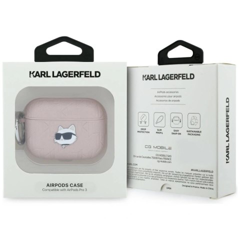 Etui Karl Lagerfeld Monogram Choupette Head na AirPods Pro 3 - rózowe