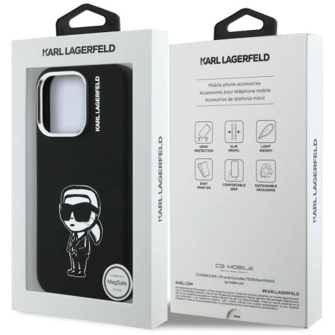 Etui Karl Lagerfeld Silicone Karl Sketch MagSafe na iPhone 16 Pro Max - czarne