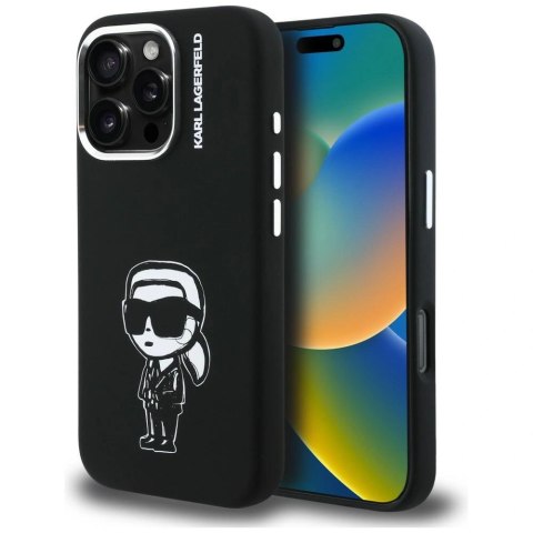 Etui Karl Lagerfeld Silicone Karl Sketch MagSafe na iPhone 16 Pro - czarne