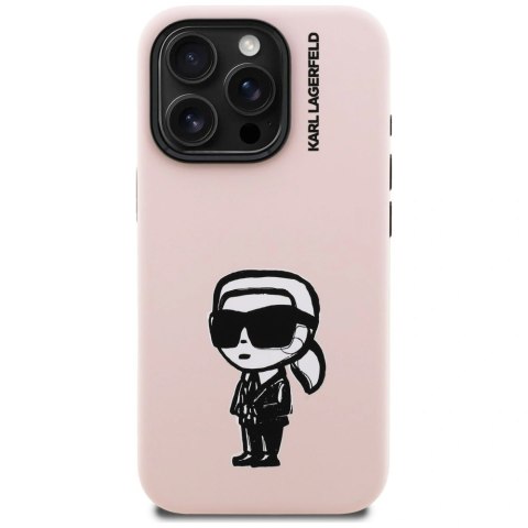 Etui Karl Lagerfeld Silicone Karl Sketch MagSafe na iPhone 16 Pro - różowe