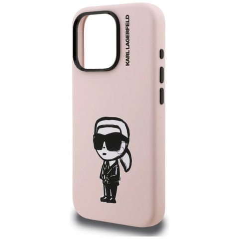 Etui Karl Lagerfeld Silicone Karl Sketch MagSafe na iPhone 16 Pro - różowe