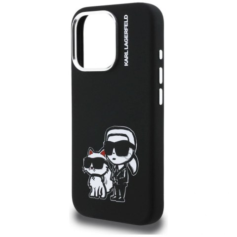 Etui Karl Lagerfeld Silicone Karl&Choupette Sketch MagSafe na iPhone 16 Pro Max - czarne