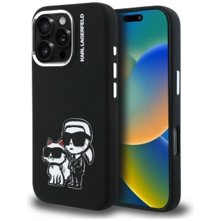 Etui Karl Lagerfeld Silicone Karl&Choupette Sketch MagSafe na iPhone 16 Pro - czarne