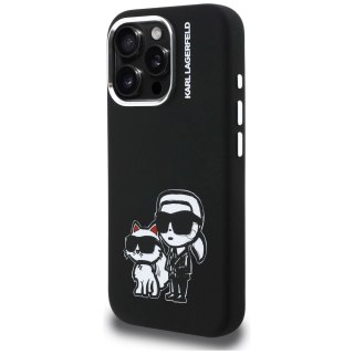 Etui Karl Lagerfeld Silicone Karl&Choupette Sketch MagSafe na iPhone 16 Pro - czarne
