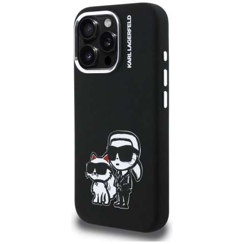 Etui Karl Lagerfeld Silicone Karl&Choupette Sketch MagSafe na iPhone 16 Pro - czarne