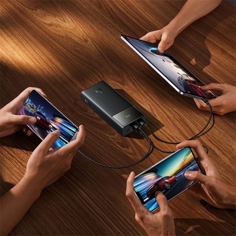 Powerbank Baseus Star-Lord 30000mAh 30W z wyświetlaczem i kablem Baseus Simple USB-A - USB-C 3A 30cm - czarny