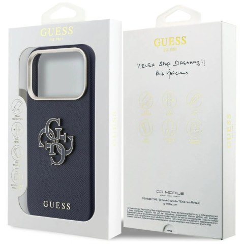 Etui Guess FW Resin Logo na iPhone 17 Pro Max - niebieskie