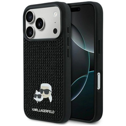 Etui Karl Lagerfeld Rhinestones Karl&Choupette Pin na iPhone 17 Pro - czarne