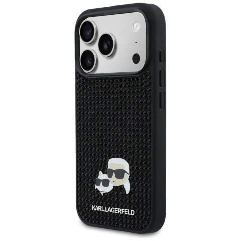 Etui Karl Lagerfeld Rhinestones Karl&Choupette Pin na iPhone 17 Pro - czarne