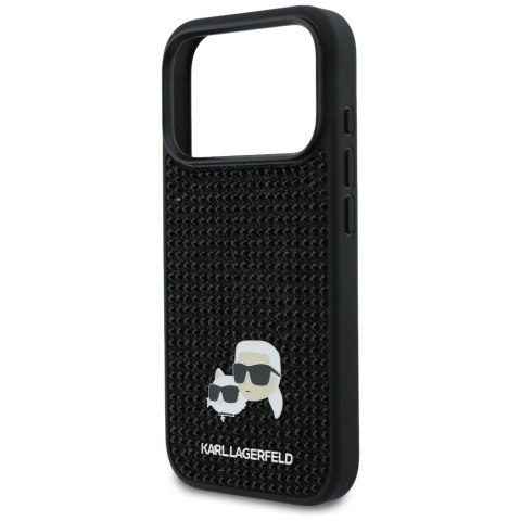 Etui Karl Lagerfeld Rhinestones Karl&Choupette Pin na iPhone 17 Pro - czarne