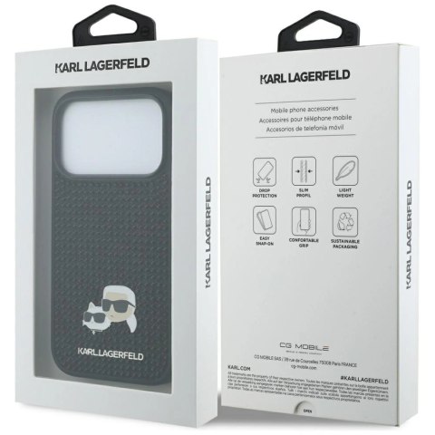 Etui Karl Lagerfeld Rhinestones Karl&Choupette Pin na iPhone 17 Pro - czarne