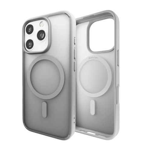 Etui silikonowe Puro Gradient MagSafe do iPhone 16 Pro - srebrne
