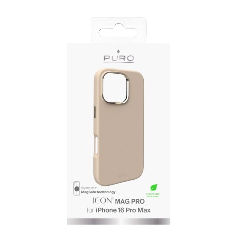 Etui silikonowe Puro Icon Mag Pro MagSafe do iPhone 16 Pro Max - beżowe