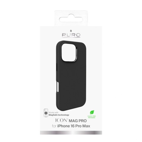 Etui silikonowe Puro Icon Mag Pro MagSafe do iPhone 16 Pro Max - czarne