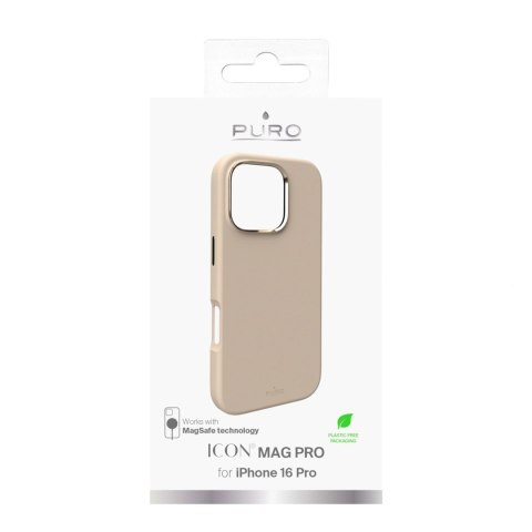 Etui silikonowe Puro Icon Mag Pro MagSafe do iPhone 16 Pro - beżowe